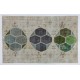 Decorative Handmade Patchwork Rug in Beige, Green and Blue Colors, High Quality Wool Carpet