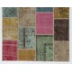 Colorful Handmade Patchwork Rug Made from Over-Dyed Vintage Carpets Colorful Handmade Patchwork Rug Made from Over-Dyed Vintage Carpets