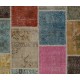 Colorful Handmade Patchwork Rug Made from Over-Dyed Vintage Carpets Colorful Handmade Patchwork Rug Made from Over-Dyed Vintage Carpets
