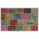Colorful Handmade Patchwork Rug Made from Over-Dyed Vintage Carpets Colorful Handmade Patchwork Rug Made from Over-Dyed Vintage Carpets