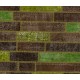 Handmade Patchwork Rug in Green & Brown Colors, Turkish Wool Carpet for Modern Home and Office Decor