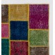 Vibrant Multicolor Turkish Patchwork Rug | Hand-Knotted Overdyed Wool Area Rug for Modern Living Room Vibrant Multicolor Turkish Patchwork Rug | Hand-Knotted Overdyed Wool Area Rug for Modern Living Room
