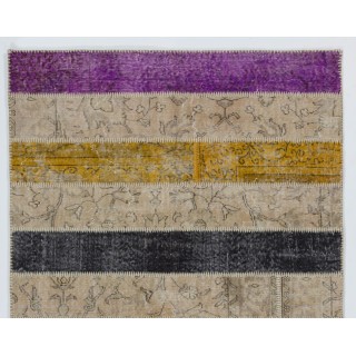 Handmade Patchwork Rug Made from Over-Dyed Vintage Carpets, CUSTOM OPTIONS Av. Handmade Patchwork Rug Made from Over-Dyed Vintage Carpets, CUSTOM OPTIONS Av.