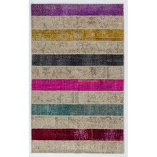 Handmade Patchwork Rug Made from Over-Dyed Vintage Carpets, CUSTOM OPTIONS Av.