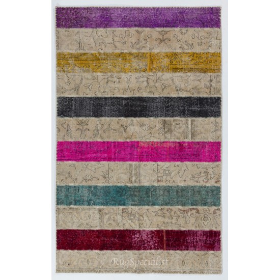 Handmade Patchwork Rug Made from Over-Dyed Vintage Carpets, CUSTOM OPTIONS Av. Handmade Patchwork Rug Made from Over-Dyed Vintage Carpets, CUSTOM OPTIONS Av.