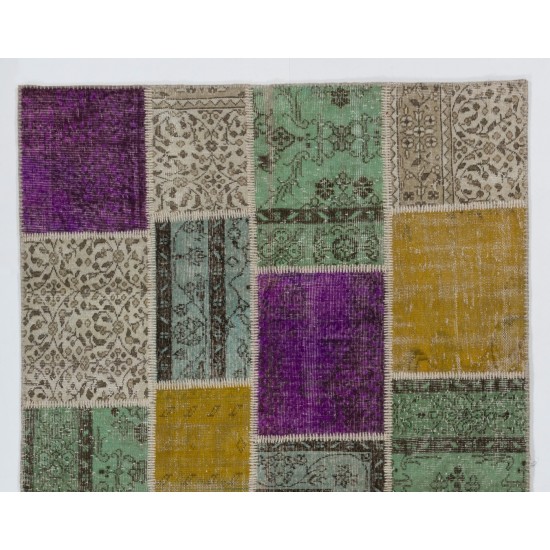 Handmade Patchwork Rug Made from Over-Dyed Vintage Carpets, CUSTOM OPTIONS Av.