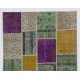 Handmade Patchwork Rug Made from Over-Dyed Vintage Carpets, CUSTOM OPTIONS Av.