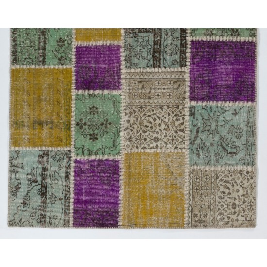 Handmade Patchwork Rug Made from Over-Dyed Vintage Carpets, CUSTOM OPTIONS Av.