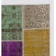 Multicolor Turkish Patchwork Rug | Handknotted Eclectic Style Overdyed Carpet for Modern Living Room Multicolor Turkish Patchwork Rug | Handknotted Eclectic Style Overdyed Carpet for Modern Living Room