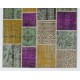 Handmade Patchwork Rug Made from Over-Dyed Vintage Carpets, CUSTOM OPTIONS Av.