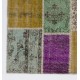 Multicolor Turkish Patchwork Rug | Handknotted Eclectic Style Overdyed Carpet for Modern Living Room Multicolor Turkish Patchwork Rug | Handknotted Eclectic Style Overdyed Carpet for Modern Living Room
