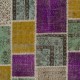 Multicolor Turkish Patchwork Rug | Handknotted Eclectic Style Overdyed Carpet for Modern Living Room Multicolor Turkish Patchwork Rug | Handknotted Eclectic Style Overdyed Carpet for Modern Living Room