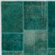 Hand-Knotted Teal Blue Turkish Patchwork Rug | Contemporary Overdyed Wool Carpet for Living Room, Bedroom and Kitchen