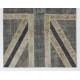 Union Jack British Flag Design Patchwork Handmade Rug in Gray, Black and Beige. United Kingdom Carpet for Contemporary Interiors