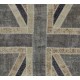 Union Jack British Flag Design Patchwork Handmade Rug in Gray, Black and Beige. United Kingdom Carpet for Contemporary Interiors
