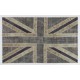 Union Jack British Flag Design Patchwork Handmade Rug in Gray, Black and Beige. United Kingdom Carpet for Contemporary Interiors