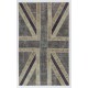 Union Jack British Flag Design Patchwork Handmade Rug in Gray, Black and Beige. United Kingdom Carpet for Contemporary Interiors