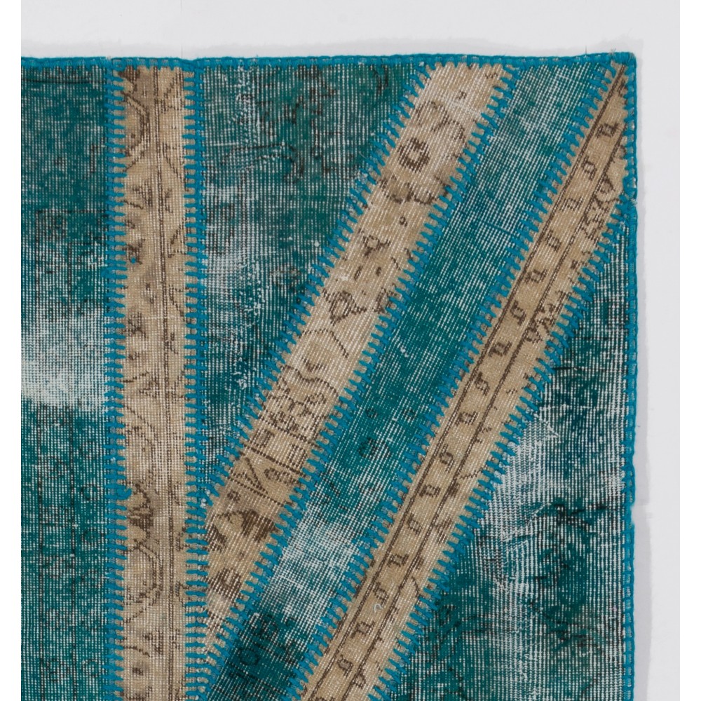 Modern Patchwork Rug with Union Jack British Flag Design | Hand-Knotted United Kingdom Flag Pattern Teal Blue Carpet Modern Patchwork Rug with Union Jack British Flag Design | Hand-Knotted United Kingdom Flag Pattern Teal Blue Carpet