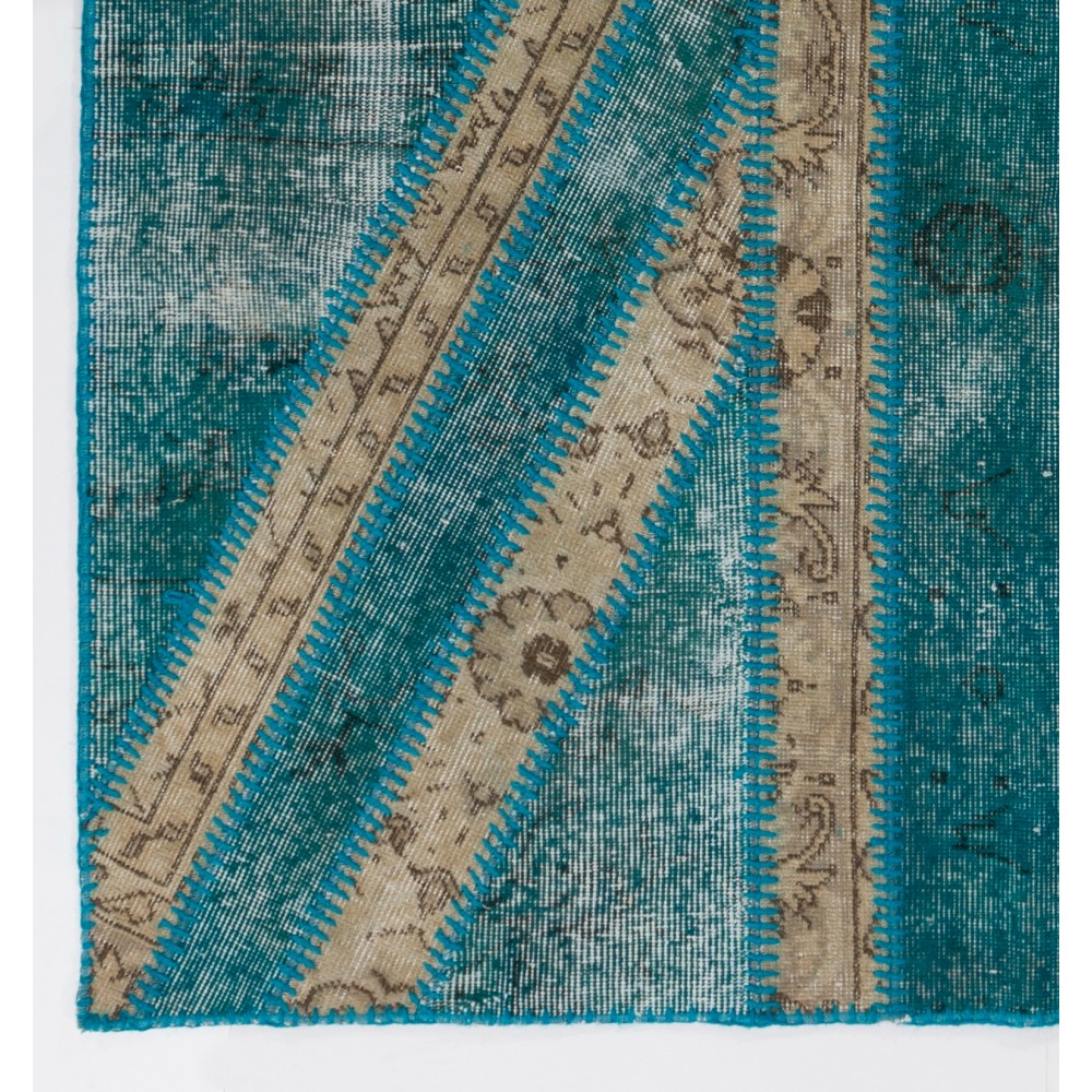 Modern Patchwork Rug with Union Jack British Flag Design | Hand-Knotted United Kingdom Flag Pattern Teal Blue Carpet Modern Patchwork Rug with Union Jack British Flag Design | Hand-Knotted United Kingdom Flag Pattern Teal Blue Carpet