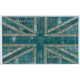 Union Jack British Flag Design Rug, Modern Handmade Patchwork Rug in Teal Blue, Beige and Turquoise Colors, United Kingdom Carpet