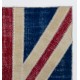 Union Jack British Flag Design Patchwork Rug | Vintage Hand-Knotted United Kingdom Flag Pattern Blue Carpet