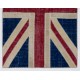 Union Jack British Flag Design Hand-Knotted Patchwork Rug in Blue, Red and Cream. United Kingdom Carpet for Modern Home & Office