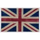 Union Jack British Flag Design Hand-Knotted Patchwork Rug in Blue, Red and Cream. United Kingdom Carpet for Modern Home & Office