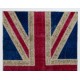 Union Jack British Flag Design Hand-Knotted Patchwork Rug in Blue, Red and Cream. United Kingdom Carpet for Modern Home & Office