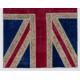 Union Jack British Flag Design Hand-Knotted Patchwork Rug in Blue, Red and Cream. United Kingdom Carpet for Modern Home & Office