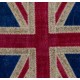 Union Jack British Flag Design Hand-Knotted Patchwork Rug in Blue, Red and Cream. United Kingdom Carpet for Modern Home & Office