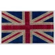 Union Jack British Flag Design Hand-Knotted Patchwork Rug in Blue, Red and Cream. United Kingdom Carpet for Modern Home & Office