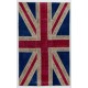 Union Jack British Flag Design Hand-Knotted Patchwork Rug in Blue, Red and Cream. United Kingdom Carpet for Modern Home & Office