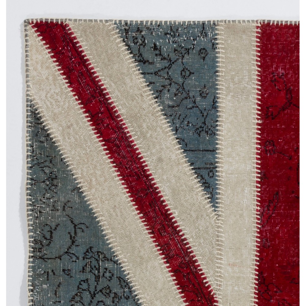 Union Jack British Flag Design Patchwork Rug Made from Re-Dyed Vintage Carpets Union Jack British Flag Design Patchwork Rug Made from Re-Dyed Vintage Carpets