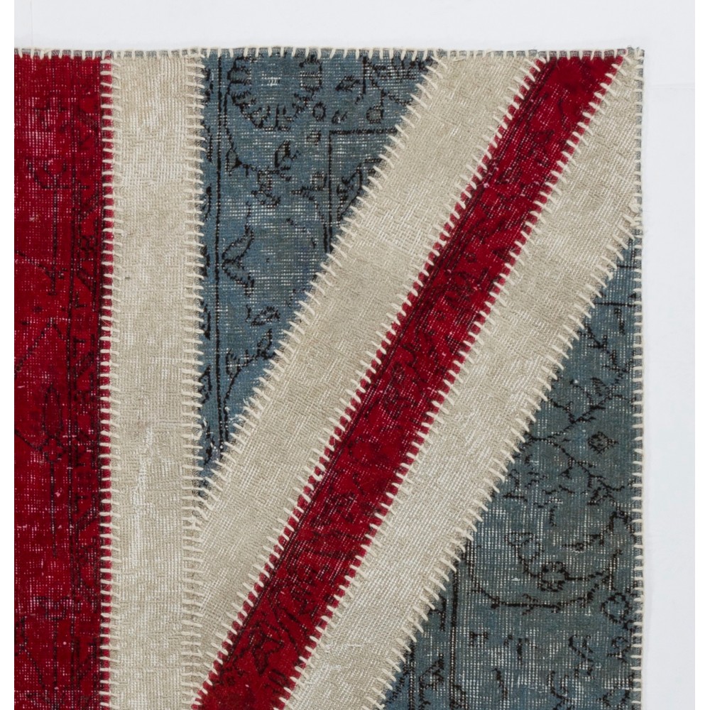 Union Jack British Flag Design Patchwork Rug Made from Re-Dyed Vintage Carpets Union Jack British Flag Design Patchwork Rug Made from Re-Dyed Vintage Carpets
