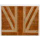 Union Jack British Flag Design Rug. Handmade Patchwork Rug in Orange and Beige. United Kingdom Carpet for Modern Home & Office