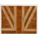 Union Jack British Flag Design Rug. Handmade Patchwork Rug in Orange and Beige. United Kingdom Carpet for Modern Home & Office