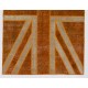 Union Jack British Flag Design Rug. Handmade Patchwork Rug in Orange and Beige. United Kingdom Carpet for Modern Home & Office