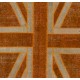 Union Jack British Flag Design Rug. Handmade Patchwork Rug in Orange and Beige. United Kingdom Carpet for Modern Home & Office