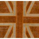 Union Jack British Flag Design Rug. Handmade Patchwork Rug in Orange and Beige. United Kingdom Carpet for Modern Home & Office