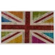 Union Jack British Flag Design Rug. Multicolor Handmade Patchwork Rug. United Kingdom Carpet for Modern Home & Office