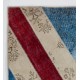 Contemporary Blue Patchwork Rug with Red Stripe | Handmade Geometric Diagonal Pattern Overdyed Wool Carpet