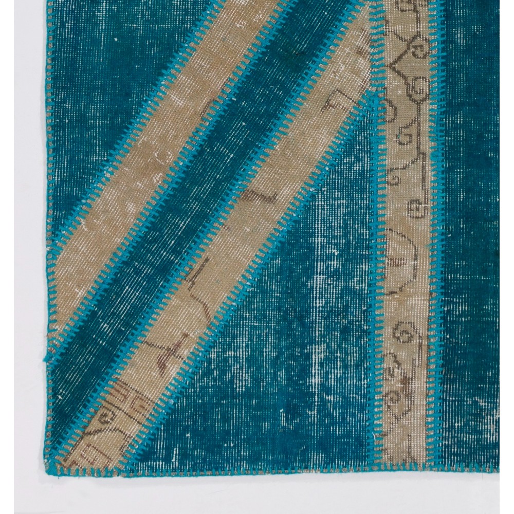 Teal Blue Union Jack British Flag Patchwork Rug | Vintage Hand-Knotted UK Flag Pattern Wool Carpet Teal Blue Union Jack British Flag Patchwork Rug | Vintage Hand-Knotted UK Flag Pattern Wool Carpet