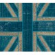 Union Jack British Flag Design Rug, Modern Handmade Patchwork Rug in Teal Blue, Beige and Turquoise Colors, United Kingdom Carpet