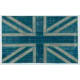 Union Jack British Flag Design Rug, Modern Handmade Patchwork Rug in Teal Blue, Beige and Turquoise Colors, United Kingdom Carpet