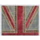 Union Jack British Flag Design Hand-Knotted Patchwork Rug in Blue, Red and Cream. United Kingdom Carpet for Modern Home & Office