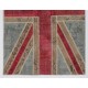 Union Jack British Flag Design Hand-Knotted Patchwork Rug in Blue, Red and Cream. United Kingdom Carpet for Modern Home & Office