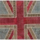 Union Jack British Flag Design Hand-Knotted Patchwork Rug in Blue, Red and Cream. United Kingdom Carpet for Modern Home & Office