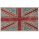 Union Jack British Flag Design Hand-Knotted Patchwork Rug in Blue, Red and Cream. United Kingdom Carpet for Modern Home & Office