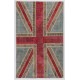 Union Jack British Flag Design Hand-Knotted Patchwork Rug in Blue, Red and Cream. United Kingdom Carpet for Modern Home & Office