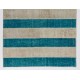 Central Anatolian Handmade Patchwork Rug in Beige and Teal Blue Colors, High Quality Wool Carpet